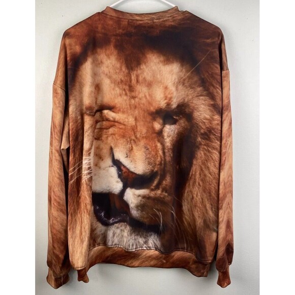Beloved Pullover Lion All Over Print Graphic Long Sleeve Crewneck Adult 2XL - Picture 4 of 6